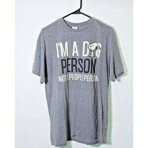 Snoopy Tee Dog Person Mens Large Gray Peanuts Delta Pro Weight Cotton Blend Y2K